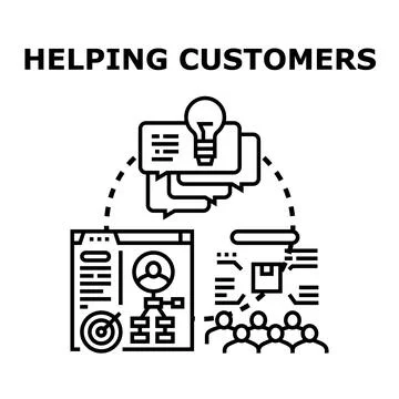 Helping customers providing support and solutions concept Stock Illustration