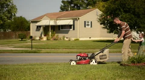 Helping Daddy Mow Video stock 12173823