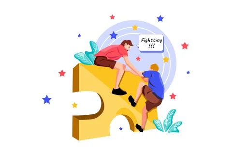 Helping Each Other 스톡 일러스트