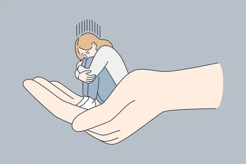 Helping hand and depression concept. Stock Illustration