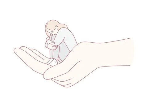 Helping hand and depression concept. Stock Illustration