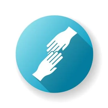Helping hand blue flat design long shadow glyph icon. Friendly support, frien Stock-Illustration