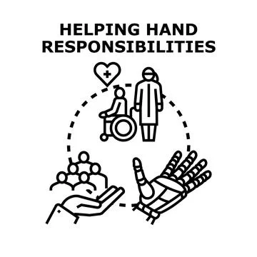 Helping hand creating social responsibility for community support Stock Illustration