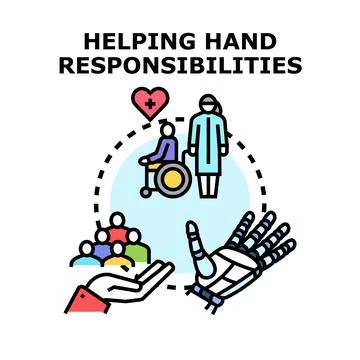 Helping hand creating social responsibility for community support Stock Illustration