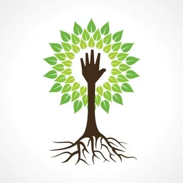 Helping hand make tree - vector illustration Stock Illustration
