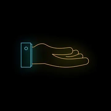 Helping hand neon glowing line icon concept Stock Illustration