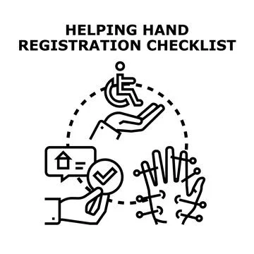 Helping hand registration checklist concept illustration Stock Illustration