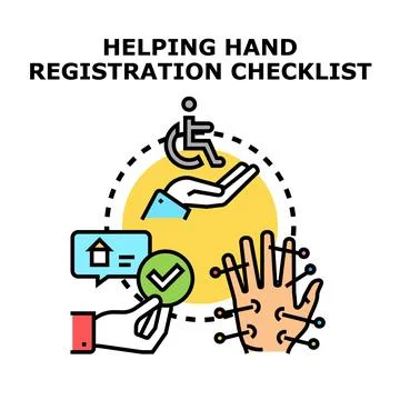 Helping hand registration checklist concept illustration Stock Illustration