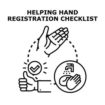 Helping hand registration process checklist Stock Illustration