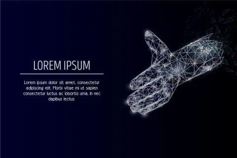 Helping hand vector geometric polygonal art background Stock Illustration