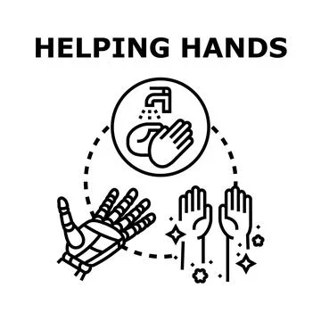 Helping hands concept with human and bionic assistance Stock Illustration