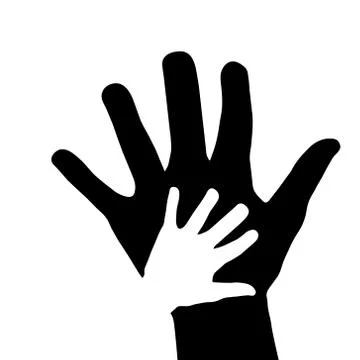 Helping hands concept, parent and baby hands icon, stock vector illustration Stock Illustration