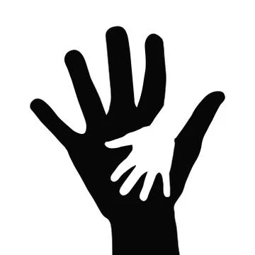 Helping hands concept, parent and baby hands icon, stock vector illustration 스톡 일러스트