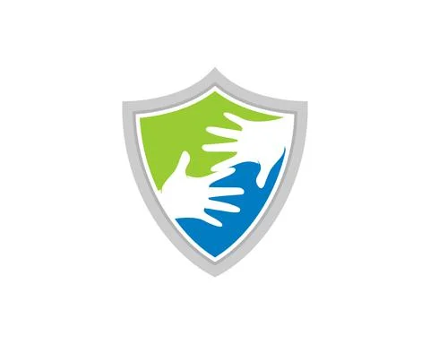Helping hands in the shield protection Stock Illustration
