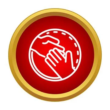 Helping hands supporting community concept icon in red circle Stock Illustration