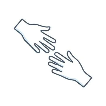 Helping hands. Two hands reaching out to each other, symbolizing support, p.. Stock Illustration