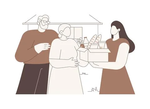 Helping older generation isolated cartoon vector illustrations. Stock Illustration