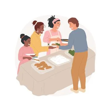 Helping others isolated cartoon vector illustration. Ilustración de archivo