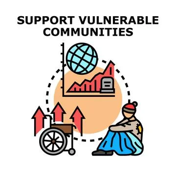 Helping vulnerable communities achieving social development and equity Stock Illustration