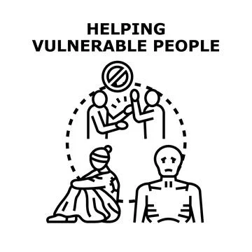 Helping vulnerable people concept vector illustrating assistance Stock Illustration