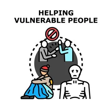 Helping vulnerable people concept vector illustrating assistance Stock Illustration