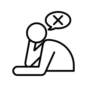 Helpless human icon linear logo mark in black and white Stock Illustration