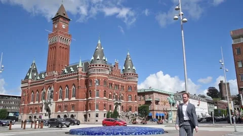 Helsingborg Radhus Time Lapse Stock Footage 66423702