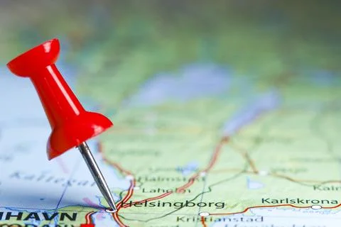 Helsingborg, Sweden pin on map Foto stock