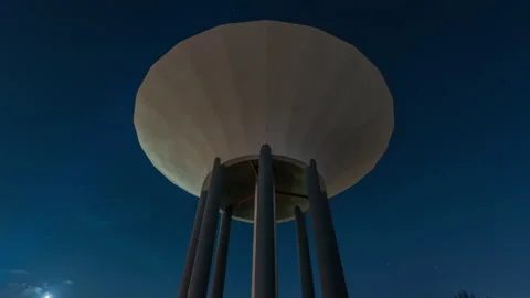 Helsingborg Water Tower Under Night Sky in Sweden Stock Footage 341698382