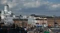 Helsinki Aerial Cityscape, Cathedral, Market Square, City Hall, Swedish Embassy HD Footage
