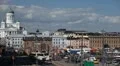 Helsinki Aerial Cityscape, Cathedral, Market Square, City Hall, Swedish Embassy HD Footage