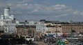 Helsinki Aerial Cityscape, Cathedral, Market Square, City Hall, Swedish Embassy HD Footage