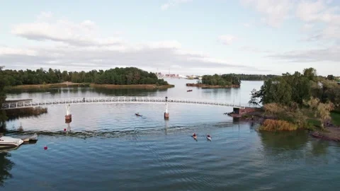 Helsinki Bridge Between Islands by Drone Stock Footage 167073210