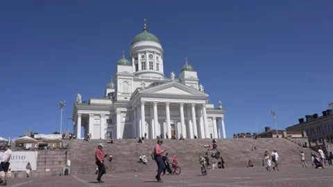 Helsinki Cathedral at Senate Square in Helsinki, Finland Stock Footage 343950860