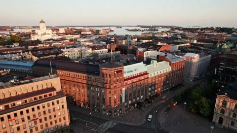 Helsinki Cathedral in the Sunset by Drone Stock Footage 167070841