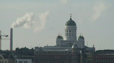 Helsinki cathedral at sunset Stock Footage 64322