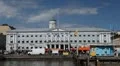 Helsinki Cityscape, Market Square, City Hall, Esplanadi, People Shopping HD Footage