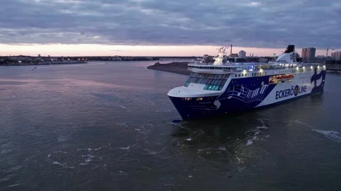 Helsinki Cruise Ship Docking by Drone Stock Footage 167075376