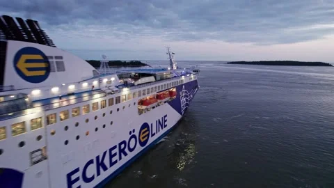 Helsinki Cruise Ship Docking Fly By, by Drone Stock Footage 167075429