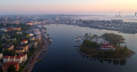 Helsinki Hyperlapse, Aerial, time lapse, drone shot, of the south harbor city Stock Footage 115282016