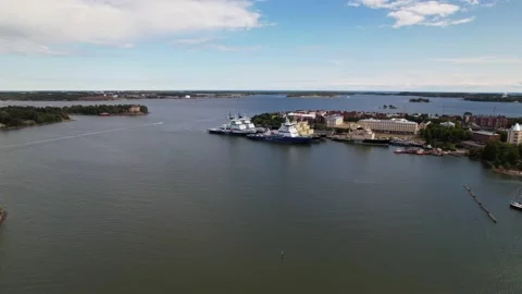 Helsinki Icebreakers Harbour by Drone Stock Footage 167075008