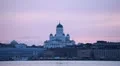 Helsinki Lutheran Cathedral, Senate Square, Beautiful Twilight, Red Dusk HD Footage