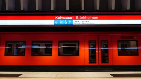 Helsinki metro train Stock Footage 217983638
