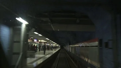 Helsinki metro train POV Video stock 84265123