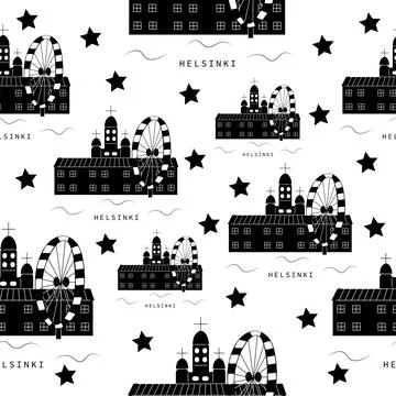 Helsinki, monochrome seamless pattern Illustrazione stock
