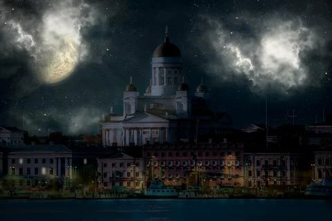 Helsinki Night Stock Illustration