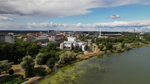 Helsinki Opera and Olympic Stadium by Drone Stock Footage 167074238
