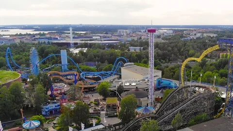 Helsinki roller coaster skyview Stock Footage 109660010