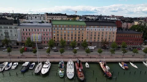 Helsinki Seaside Pan by Drone 스톡 동영상 167073458