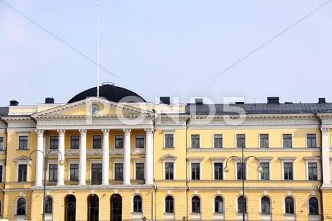 Helsinki. Senate Square and the building of Senate at sunset. Fi Stock Photos
